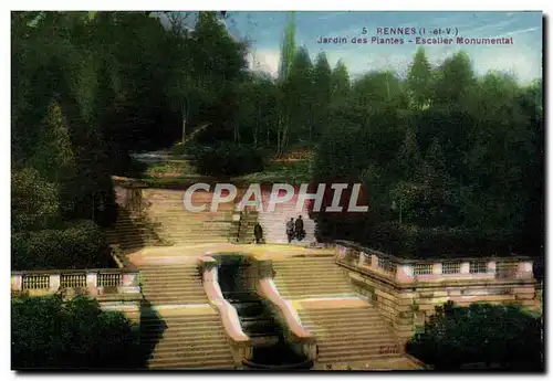 Cartes postales Rennes Jardin des Plantes Escalier Monumental