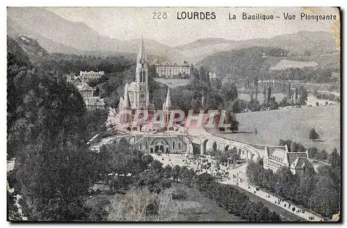 Cartes postales Lourdes La Basilique Vue Plongeante