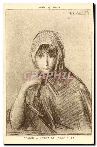 Cartes postales Dessin Etude De Jeune Fille Musee JJ Henner