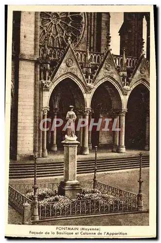 Ansichtskarte AK Pontmain Facade de la Basilique et Colonne de l&#39apparition