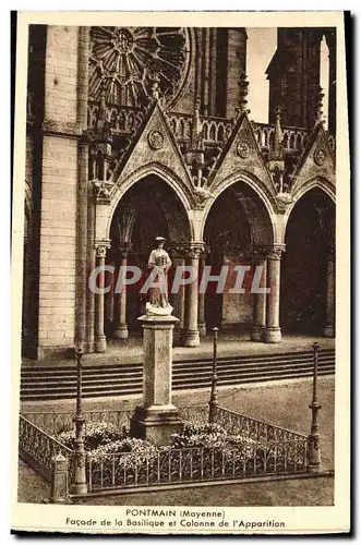 Cartes postales Pontmain Facade de la Basilique et Colonne de l&#39apparition