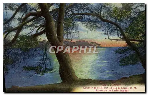 Cartes postales Cannes Coucher de soleil sur les iles de Lerins