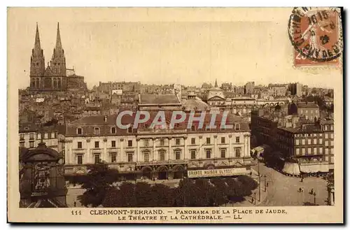 Cartes postales Clermont Ferrand Panorama De La Place De Jaude Le Theatre et la cathedrale