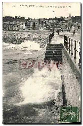 Ansichtskarte AK Le Havre Gros Temps a la Digue Nord