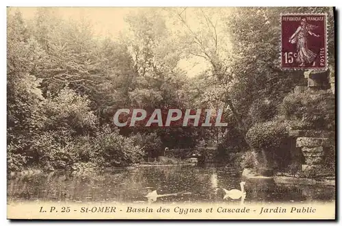 Cartes postales St Omer Bassin des Cyynes et Cascade Jardin public Cygnes