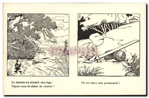 Cartes postales La Chasse au Canard Sauvage Chien de chasse