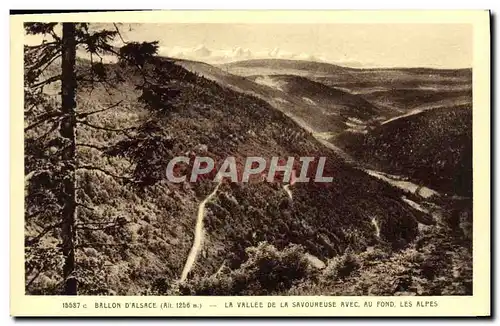 Cartes postales Ballon La Vallee De La Savoureuse avec au fond les Alpes