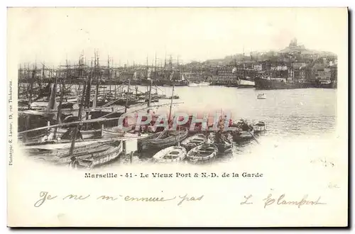 Cartes postales Marseille Le Vieux Port & ND de la Garde Bateaux