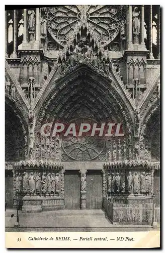 Cartes postales Cathedrale De Reims Portail Central