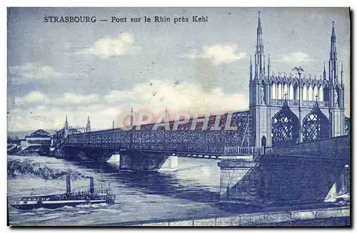 Cartes postales Strasbourg Pont Sur Le Rhin Pres Kehl Bateau