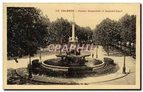 Ansichtskarte AK Valence Fontaine Monumentale Et Boulevard Bancel