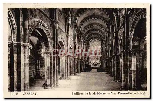 Cartes postales Vezelay Basilique De la Madeleine Vue D&#39ensemble de la nef