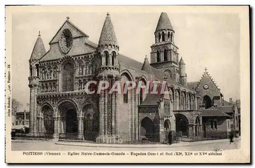 Cartes postales Poitiers Eglise Notre Dame La Grande Facades Ouest