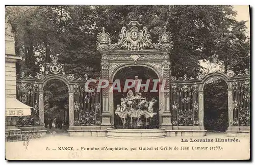 Cartes postales Nancy Fontaine D&#39Amphitrite Par Guibal Et Grille De Jean Lamour