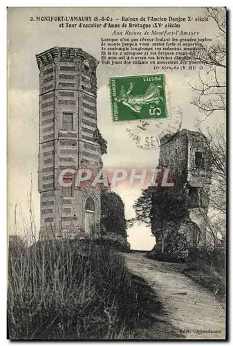 Cartes postales Montfort Lamaury Ruines De I&#39Ancien Donjon et tour d&#39escalier d&#39Anne de Bretagne