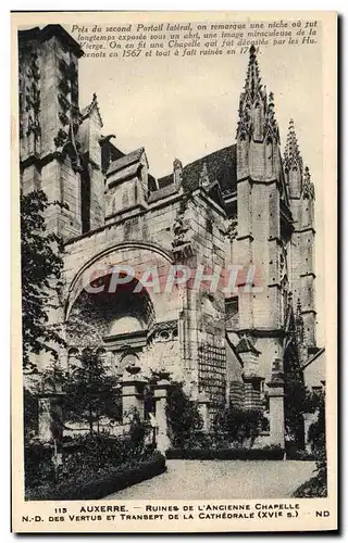 Cartes postales Auxerre Ruines De L'Ancienne Chapelle Nd des Vertus et transept de la cathedrale