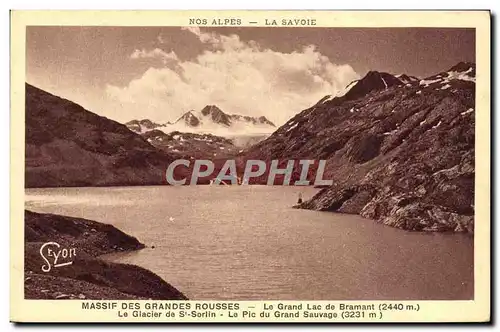 Cartes postales Massif Des Grandes Rousses Le Grand Lac De Bramant le glacier de St Sorlin Le pic du Grand Sauva