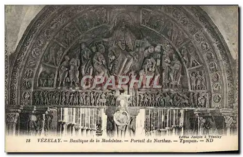 Cartes postales Vezelay Basilique De La Madeleine Portail Du Narthex Tympan