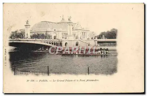 Ansichtskarte AK Paris Le Grand Palais Et Le Pont Alexandre Bateau Peniche