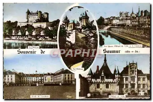 Cartes postales moderne Souvenir De Saumur Chateau Quais Hotel de ville Ecole de cavalerie