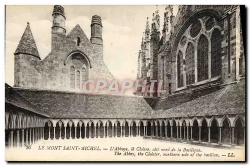 Cartes postales Mont Saint Michel L&#39Abbaye Le Cloitre Cote Nord De la basilique