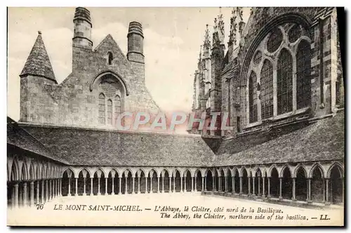 Cartes postales Mont Saint Michel L'Abbaye Le Cloitre Cote Nord De la basilique