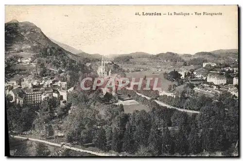 Cartes postales Lourdes La Basilique Vue Plongeante