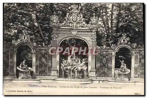 Cartes postales Nancy Place Stanislas Grilles en Fer Forge de Jean Lamour Fontaine de Neptune