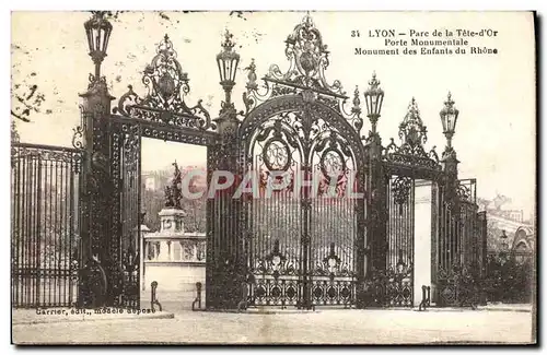 Cartes postales Lyon Parc de la Tete d&#39Or Porte Monumentale Monument des enfants du Rhone