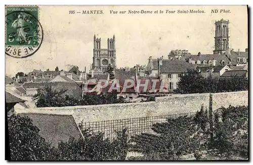 Cartes postales Mantes Vue Sur Notre Dame et la Tour Saint Maclou