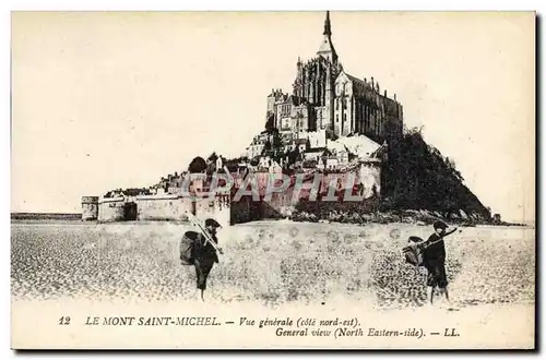 Cartes postales Le Mont Saint Michel Vue Generale Peche Pecheur