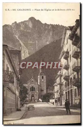 Cartes postales Chamonix Place de L&#39Eglise et le Brevent