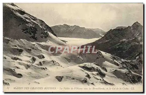 Cartes postales Massif Des Grandes Rousses La Vallee de L&#39Oisans sous les brouillards et le col d ela Coche