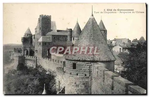 Cartes postales Cite de Carcassonne Tour de l'Inquisition Perspective du chateau