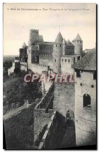 Cartes postales Cite de Carcassonne Tour Wisigothe et les remparts a l&#39Ouest