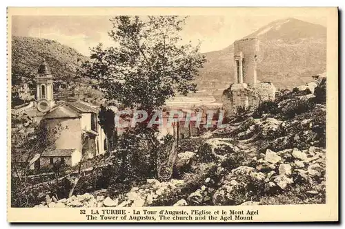 Cartes postales La Turbie La Tour d&#39Auguste L&#39Eglise et le Mont Agel