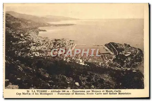 Cartes postales La Turbie Altitude Panorama sur Monaco et Monte Carlo