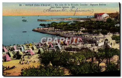 Cartes postales Royan Un Coin de la Grand Conche Square Botton Les deux jetees