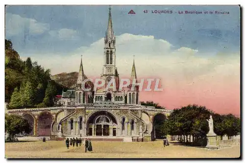 Ansichtskarte AK Lourdes La Basilique et le Rosaire