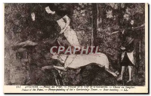 Cartes postales Avignon Palais des Papes Fresque de la tour de la garderobe Chasse au sanglier