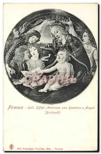 Cartes postales Firenze Gall Uffizi Madonna Con Bambino e Angeli Botticelli
