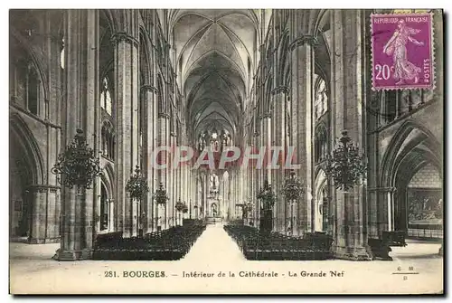 Cartes postales Bourges Interieur de la Cathedrale La Grande nef