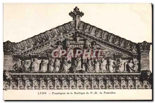 Cartes postales Lyon Frontispice de la Basilique de Notre Dame de Fourviere