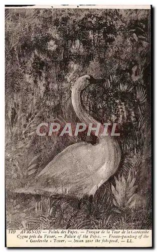 Cartes postales Avignon Palais des Papes Fresque de la tour de la Garderobe Cygne pres du Vivier