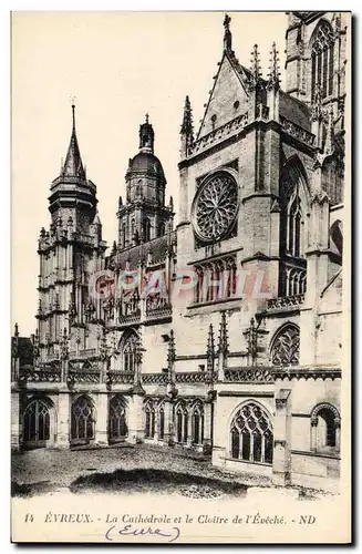 Cartes postales La Cathedrale d'Evreux et le Cloitre de l'eveche