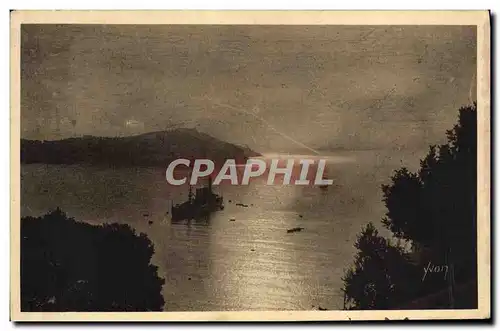 Cartes postales Cote D&#39Azur Villefranche Coucher De Soleil Sur La Rade Bateau