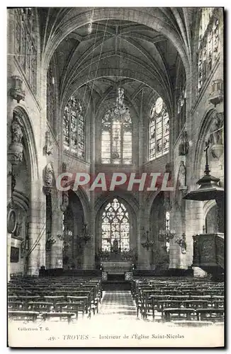 Cartes postales Troyes Interieur De I&#39Eglise Saint Nicolas