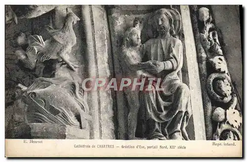 Cartes postales Cathedrale De Chartres Creation d&#39Eve portail Nord