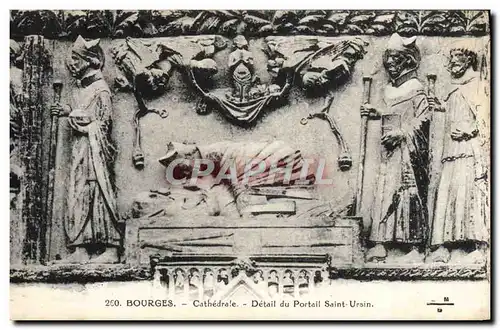 Cartes postales Bourges Cathedrale Detail Du Portail Saint Ursin