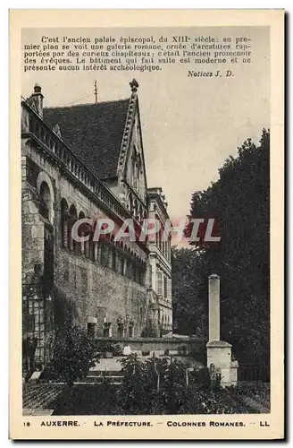 Cartes postales Auxerre La Prefecture Colonnes Romanes